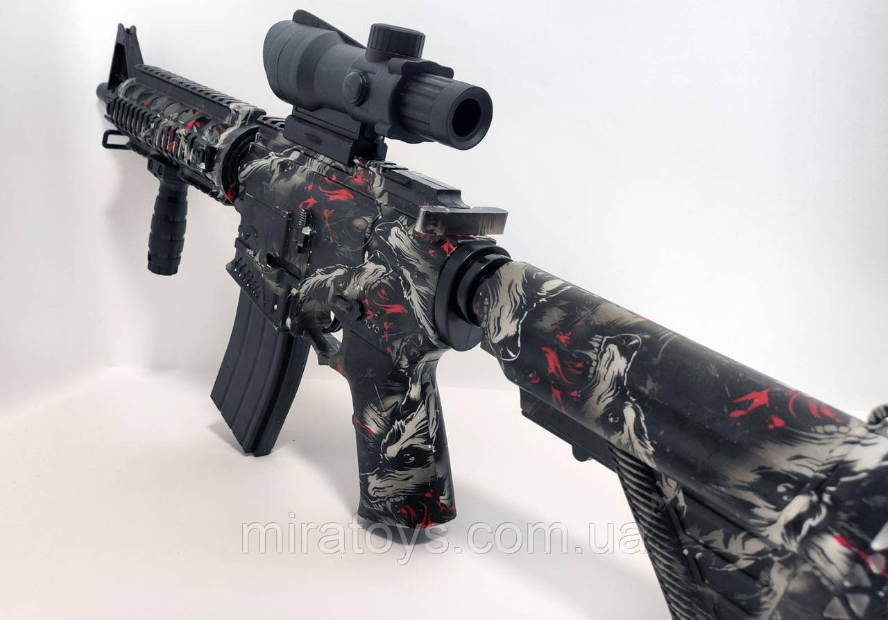 Автомат на орбізах M416 Wolf Pro Max, АКБ 7.4 V, 71 см, приціл, два магазина, 8000 шт. орбізів