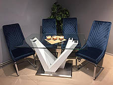 Стілець м'який в стилі модерн для дому та офісу  Лоренц Sof, оббивка синій велюр, фото 5