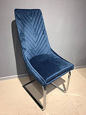 Стілець м'який в стилі модерн для дому та офісу  Лоренц Sof, оббивка синій велюр, фото 2