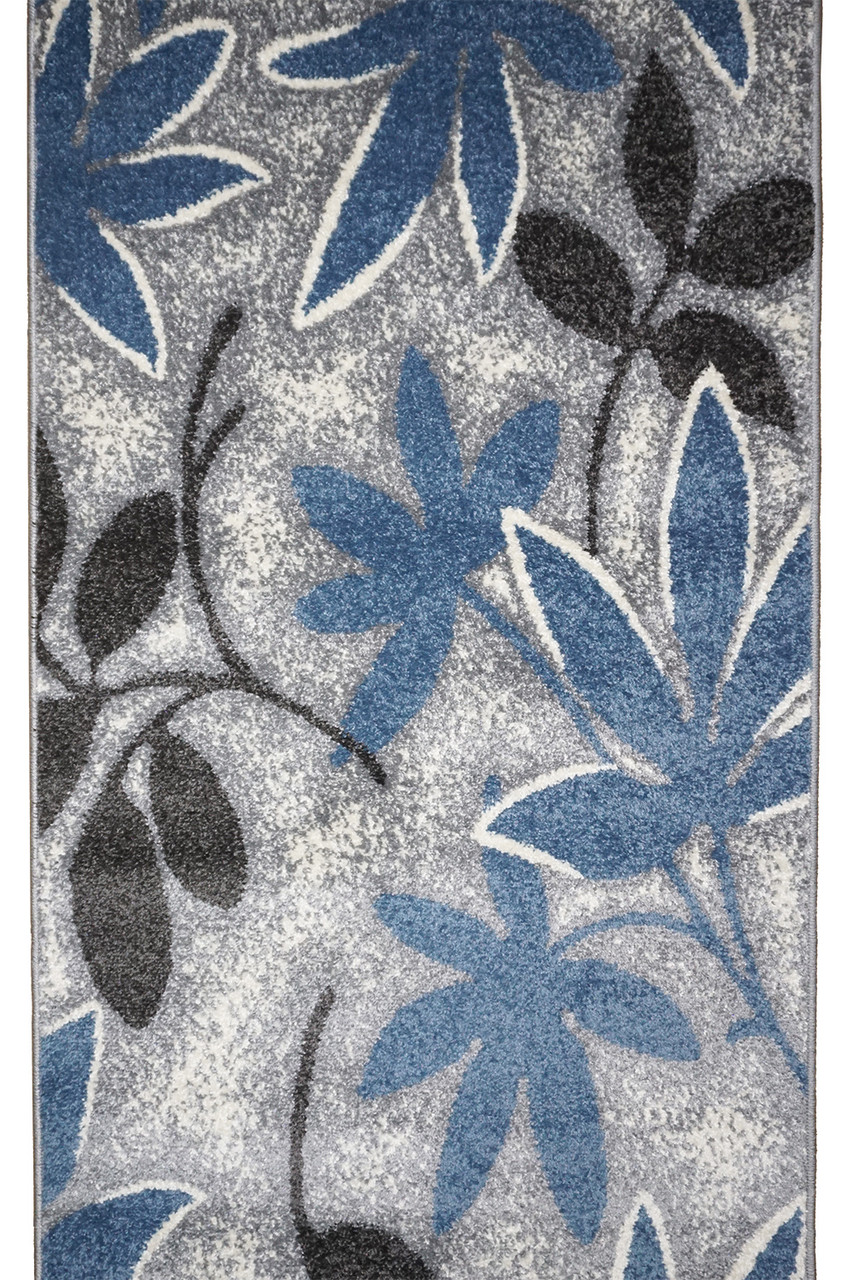 Килимова доріжка із середнім ворсом сіра AQUA 02628A Blue/L.Grey ширина 80 см