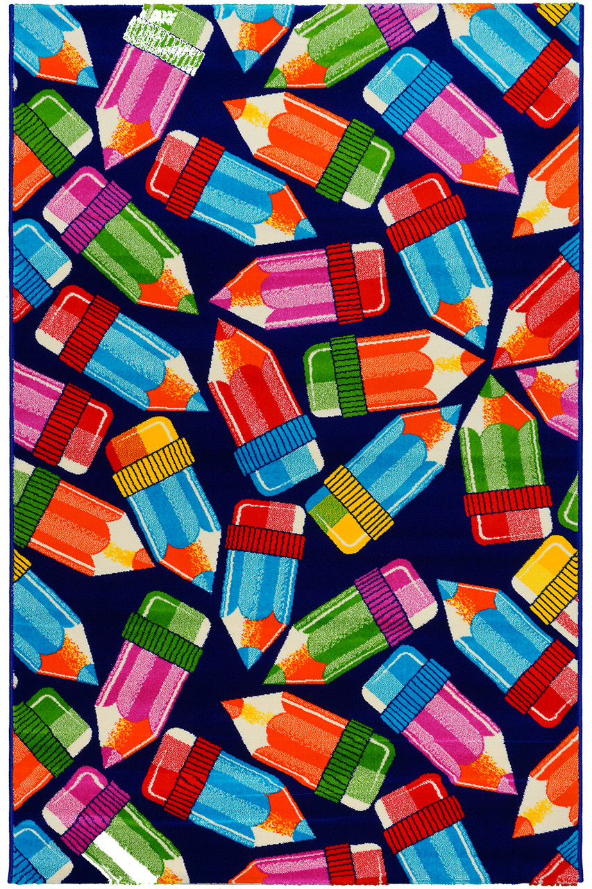 Килимова доріжка з малюнком олівці BABY 2085 D.Blue/D.Blue ширина 150 см, фото 1