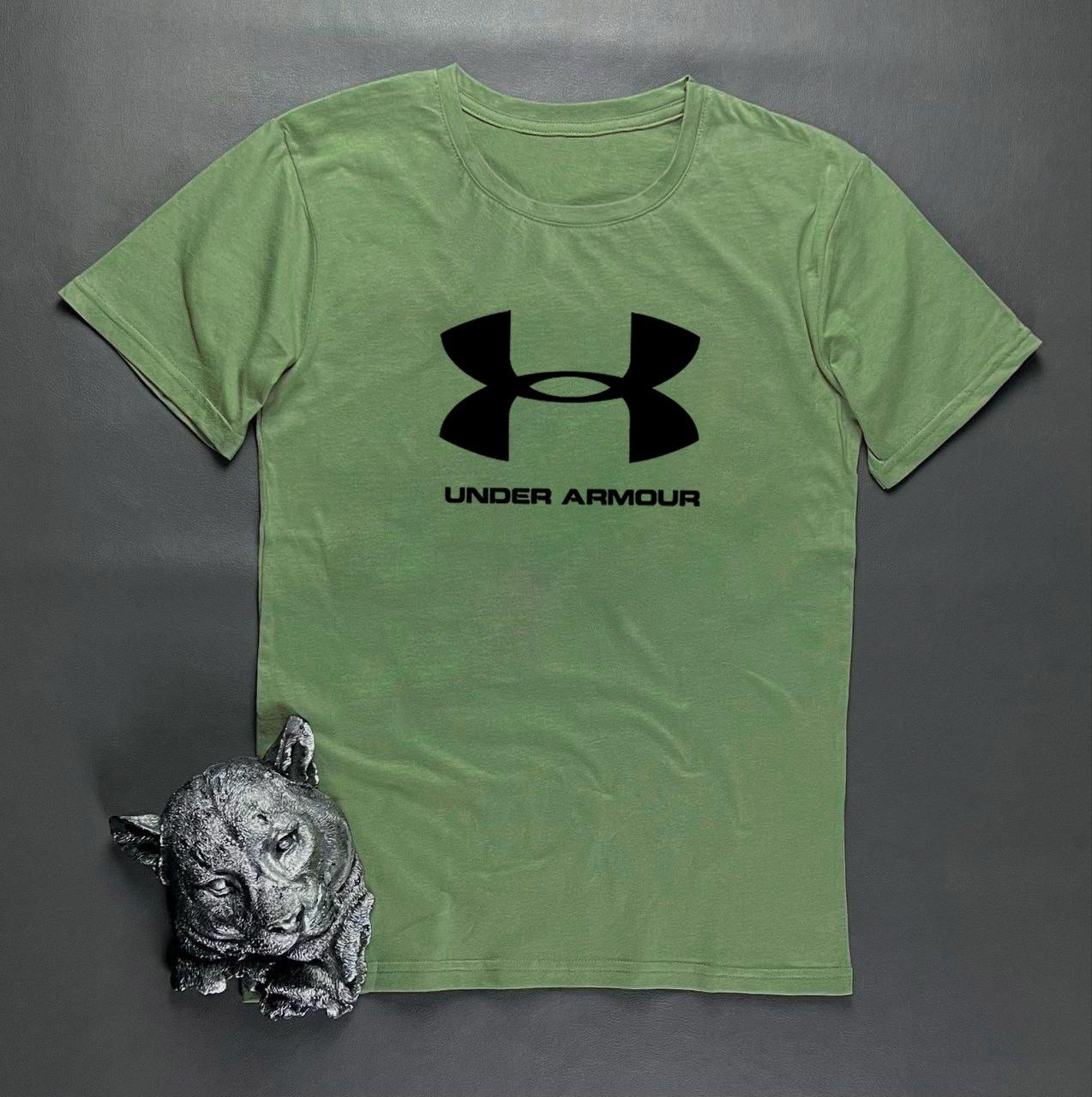 Чоловіча футболка Under Armour зелена бавовняна Теніска Андер Армор спортивна на літо