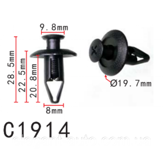 Кліпси C1914 розпірні MITSUBISHI (MU001220, 11151) (уп.100шт)