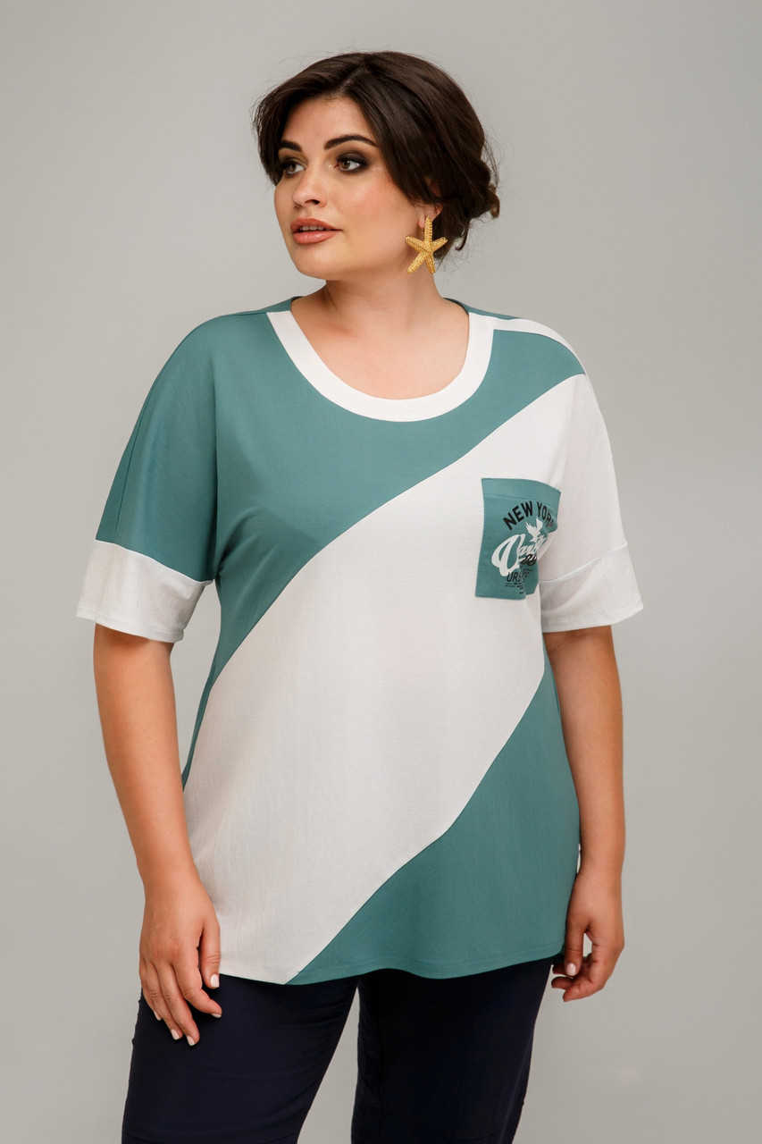 Трикотажна футболка Віра вільна подовжена батал великих розмірів 52-62 різні кольори, фото 1