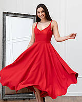 Шикарне вечірнє довге плаття на тонких бретелях Regina, класичне, червоне