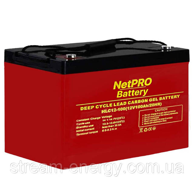 Акумулятор carbon GEL 100Ah NetPRO HLC 12-100 - для інвертора, ДБЖ
