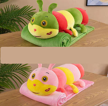 М'яка дитяча іграшка Гусениця, плюшева іграшка Гусениця з ковдрою 75 см Тік Ток тренд Nina