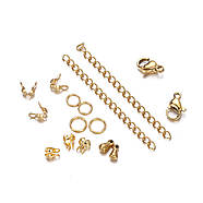 Набір фурнітури - 170 деталей: кільця, карабіни, ланцюжки, калоти, кулони | №4 gd, фото 10