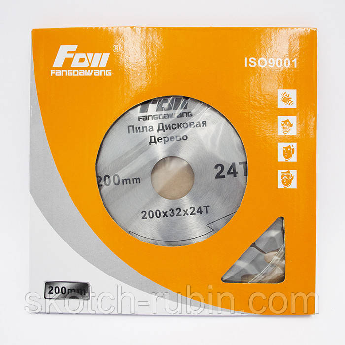 Диск пильный FOW 200x24T для распиливания древесины и композитов с твердосплавными зубьями