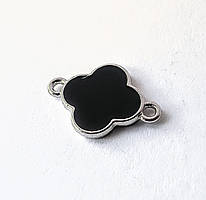 Конектор Finding Конюшина чотирилиста Сталистий чорна емаль 21 мм x 15 мм