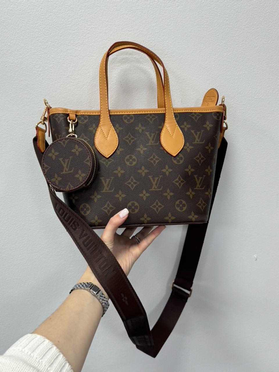 Жіноча сумка Луї Віттон коричнева Louis Vuitton Brown Neverfull Damier Canvas