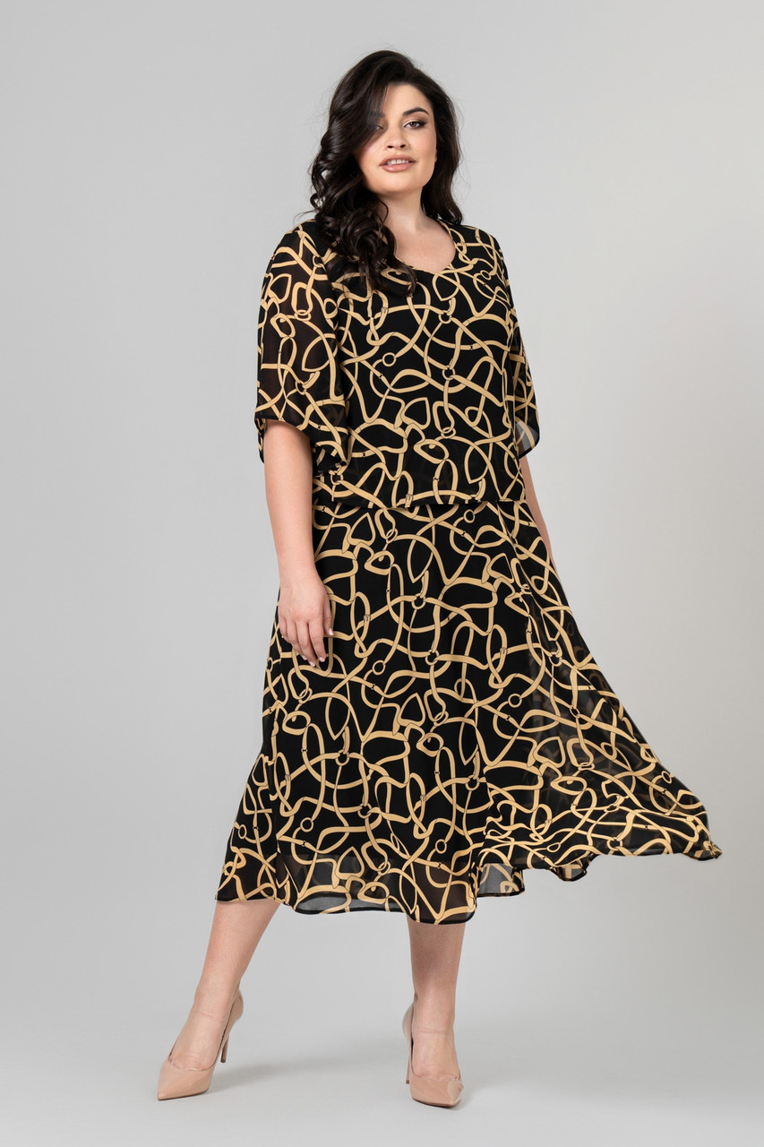 Шифонова літня сукня Марлен на підкладці вільного крою великих розмірів 52-62 різні кольори, фото 1