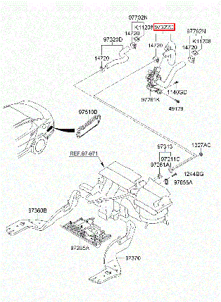 Патрубок радіатора пічки підвідний K5 Optima Grandeur Sonata Hybrid MOBIS 973114U100, фото 2