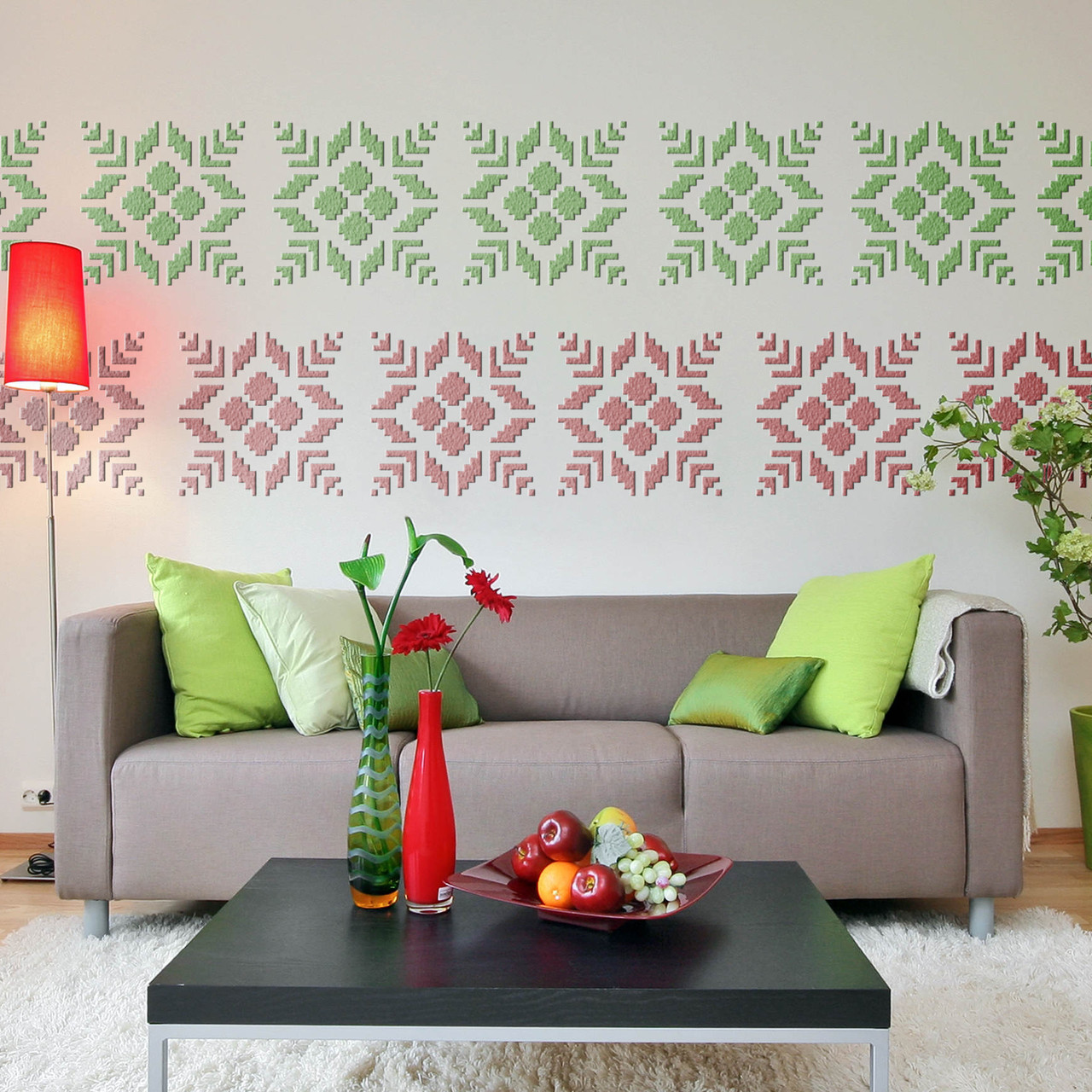 Трафарет для декоративної штукатурки, фарбування з малюнком Вишиванка товщина 1 мм, 45х45 (500х500), фото 1