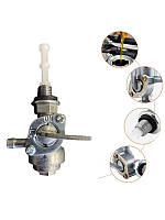 Кран топливный  для бензогенератора, с фильтром и отстойником, с выходом влево, резьба М10