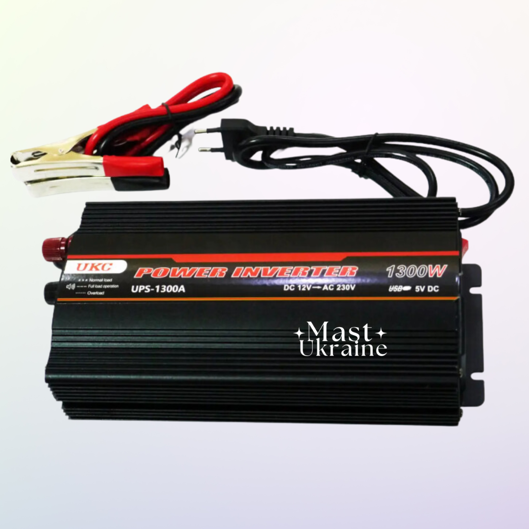 Перетворювач напруги інвертор UKC 1300W UPS-1300A із захистом від перегріву та замикання -AAS-130-Black., фото 1