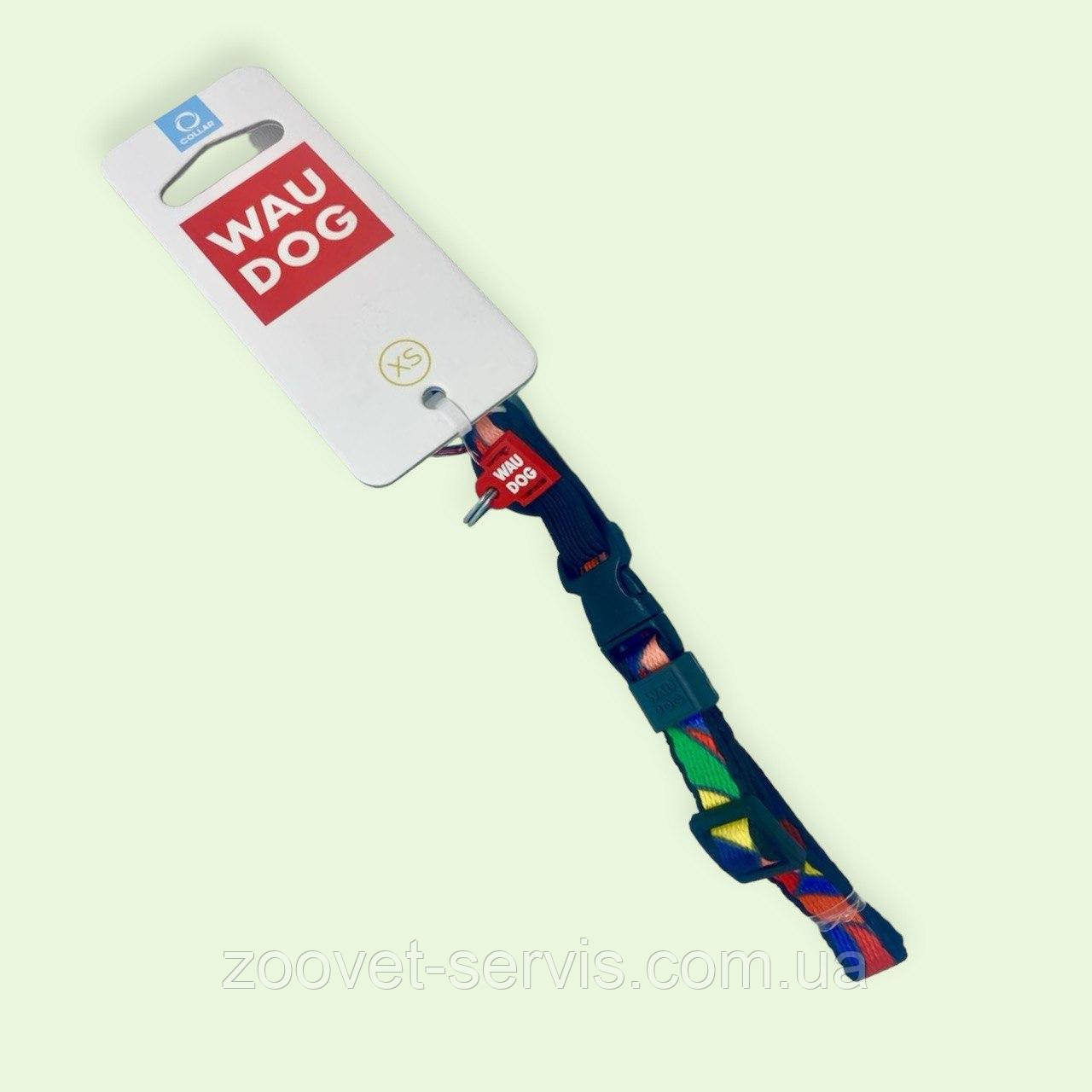Нашийник для котів і дрібних собак нейлоновий Collar WAUDOG Nylon Вітраж з QR паспортом, пластиковий фастекс 20-30см/10мм 5265