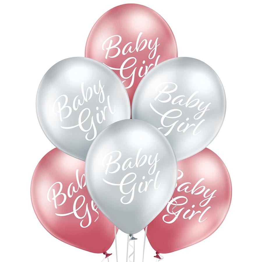 Повітряна куля хром 30 см Baby Girl