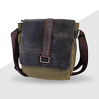 Сумка через плече Канвас — шкіра крейзі коричнева