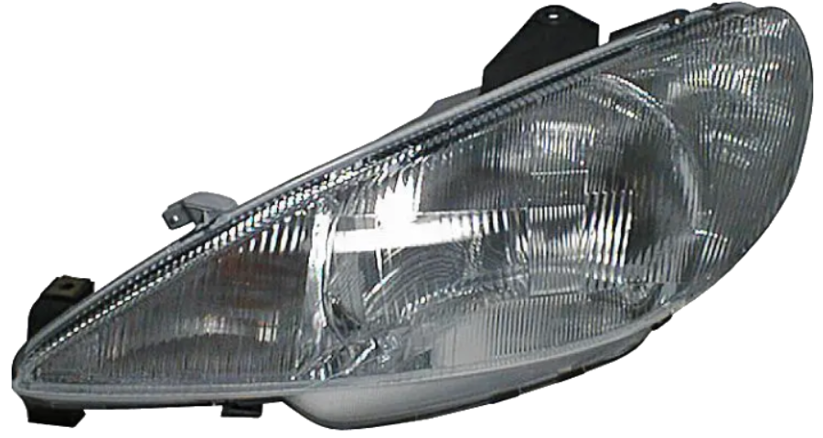 Фара ліва Peugeot 206 98-09 (H4) TYC ел., без кор., рифлений розсіювач, фото 1