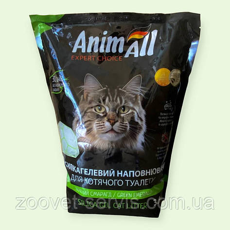 Силікагелевий наповнювач для котячого туалету-лотка AnimAll Зелений смарагд 3.8 л, фото 1