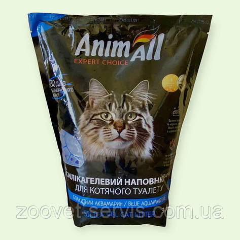 Силікагелевий наповнювач для котячих туалетів AnimAll Кристали аквамарину, 3,8 л (1,6 кг), фото 1