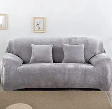 Накидки на 4 х місні дивани 235х300 універсальні велюр без спідниці, чохол велюровий на диван натяжний Сірий