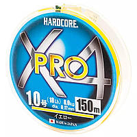 Шнур Duel Hardcore X4 PRO 150m Yellow #1.0/0.17mm 8.0kg