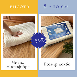 Подушка для сну анатомічна з ефектом пам'яті Правильна ортопедична подушка з піною Memory Foam