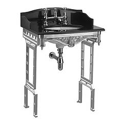 Умивальник чорний граніт 65 см з консоллю алюміній Burlington Classic T38 G7