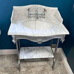 Стільниця мармур Carrara з врізним умивальником і консоллю Burlington T38 ALU G1