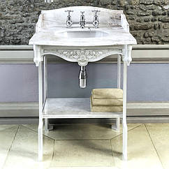 Мармурова стільниця 65 см Carrara на білій консолі Burlington Classic T38 G7