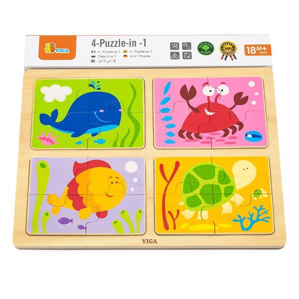 Набір дерев'яних пазлів Viga Toys Море 4 в 1