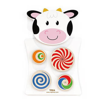 Бізіборд Viga Toys Корівка з колами
