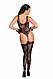 Боді Noir Handmade F242 Tulle body with patterned flock embroidery, XL, фото 3
