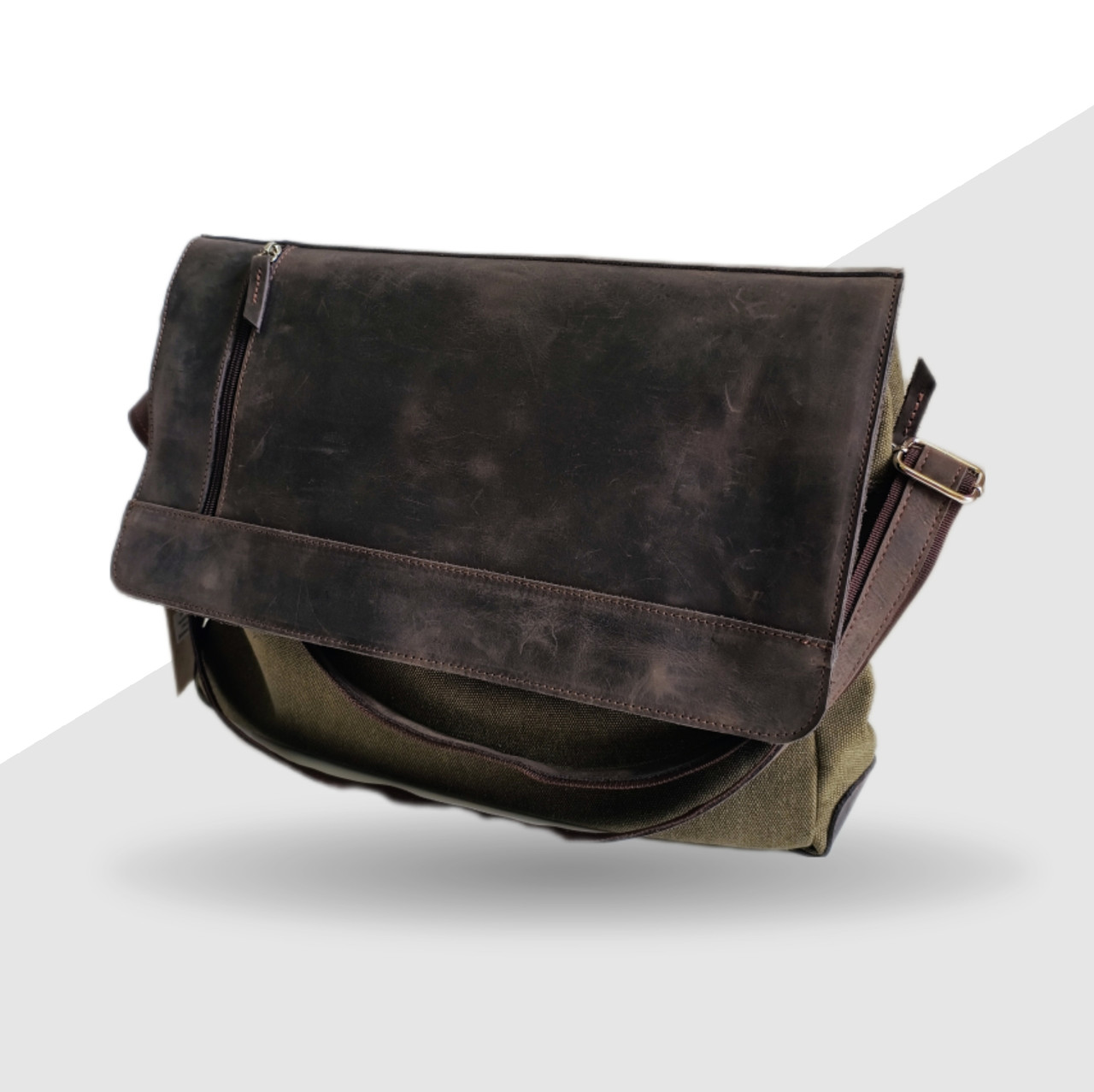 Сумка через плече чоловіча Канвас-шкіра крейзі, фото 1