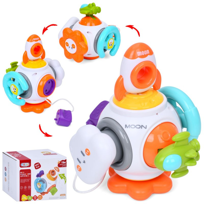 Розвивальна іграшка 99-17, 14,5 см, ракета, кермо-тріскачка, тучка-пискавка, рухомі деталі, фото 1