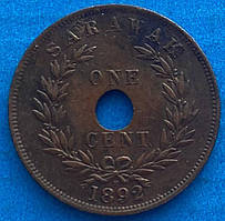 Монета Саравак 1 цент 1892 р