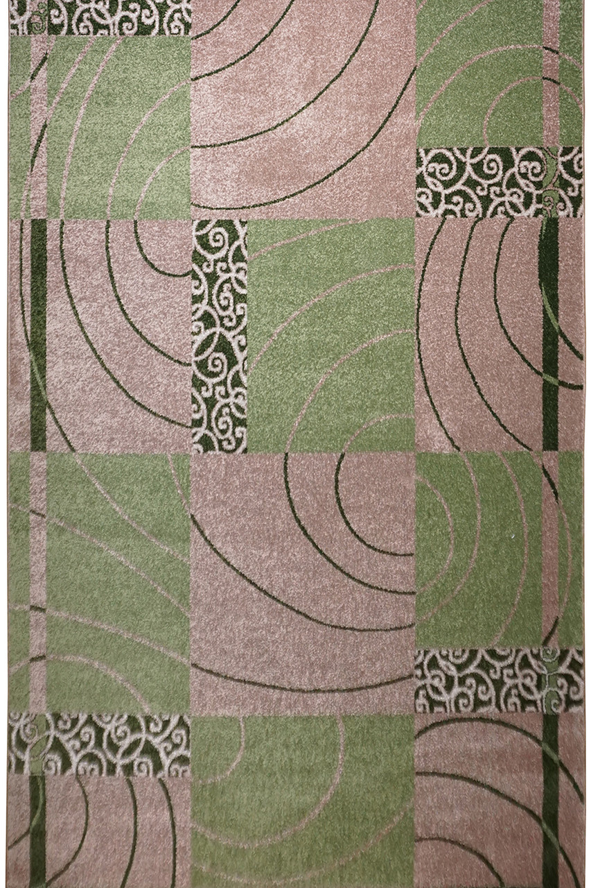 Килимова доріжка із середнім ворсом зелена KIWI 02578B Beige/L.Green ширина 80 см