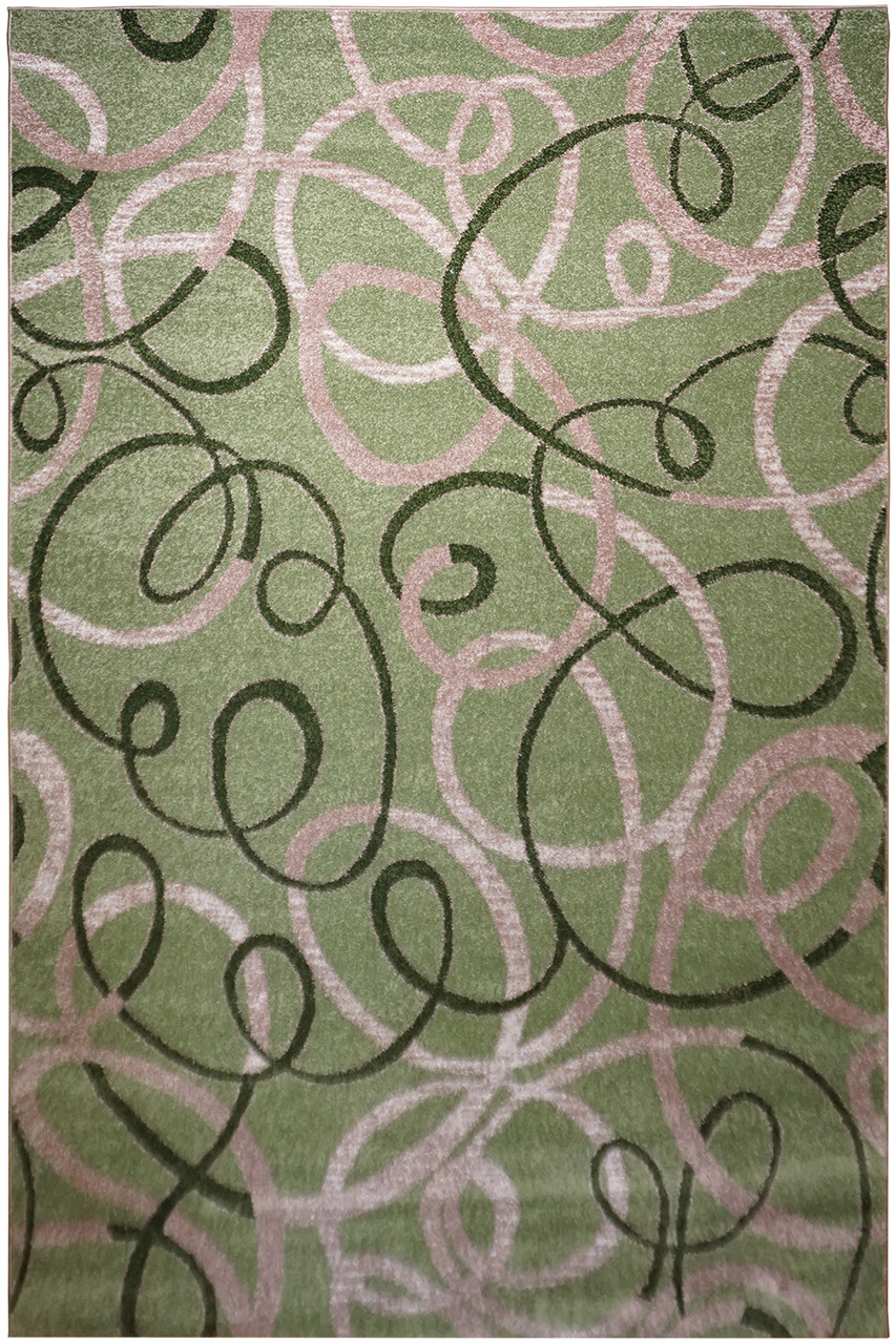 Килимова доріжка із середнім ворсом зелена KIWI 02582A L.Green/Beige ширина 80 см