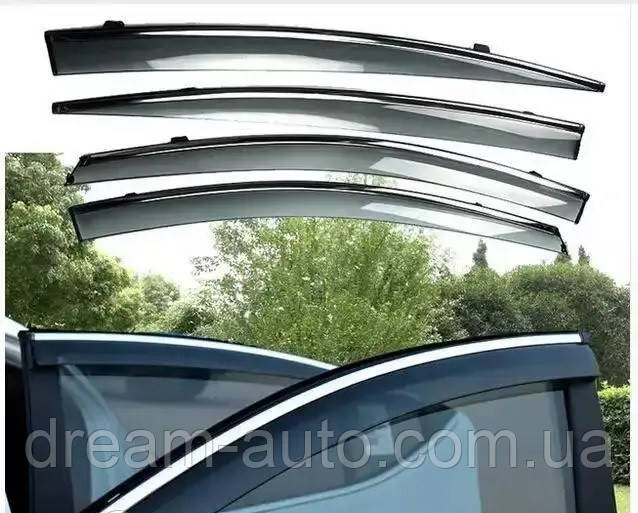 Дефлектори вікон Audi Q7 2016 - 2020 з хром молдингом, фото 1