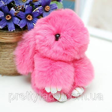 Брелок на сумку хутряний кролик Rex Fendi charm (Рекс Фенді) рожевий, 14 см