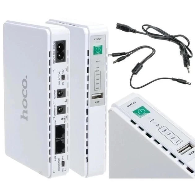 Безперебійник,, UPS Hoco DB25 для роутера, модему (УП, ДБЖ, 8800mAh, LED-індикатори, USB, DC 5, 9,12V