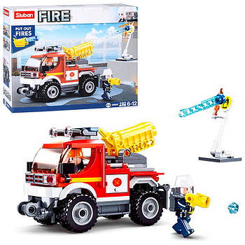 Конструктор SLUBAN Fire Пожежна машина (12,4 см, стріляє кулею, фігурки, 192 дит, в коробці) M38-B0965