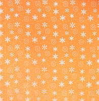 Фетр для рукоділля 1мм, помаранчевий з сніжинками, 30х30см