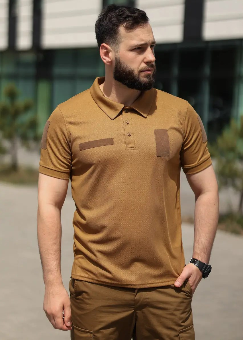 Тактична футболка Поло під шиврони НГУ Койот (46-60 р.), фото 1