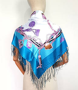 Хустка шовкова середня Рафаєла блакитний