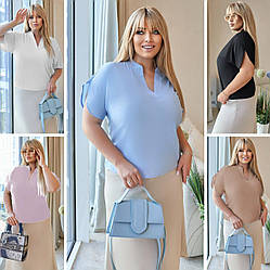 Жіноча літня блузка великого розміру модна з v-подібним вирізом, біла, чорна, блакитна, бежева, фрезова