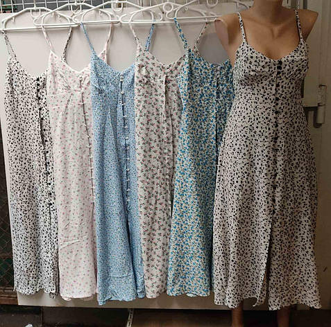 Літній сарафан плаття з тканини масло принтоване квітами, кольори в асортименті розміри s, m, l, xl, фото 2