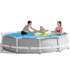 Басейн каркасний круглий (366x99см, 8592л, фільтр-насос, сходи) Intex 26716 Сірий